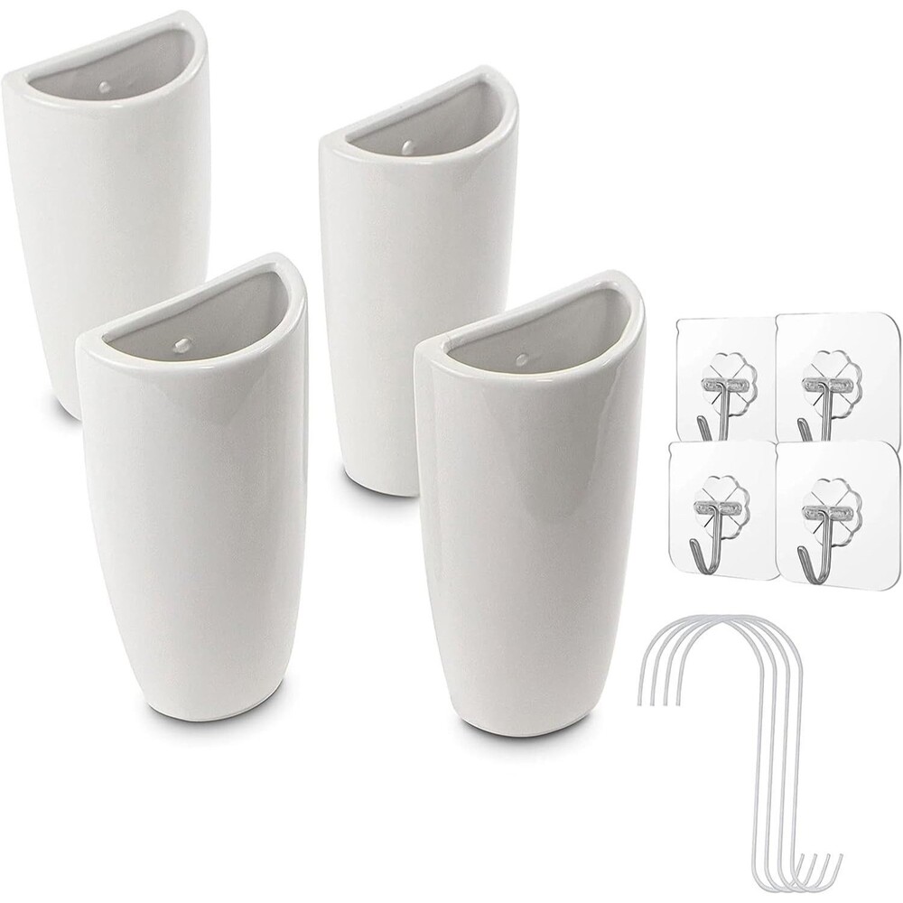4 Pieces White Ceramic Radiator Hanging Humidifier Set，Controls Dry Air